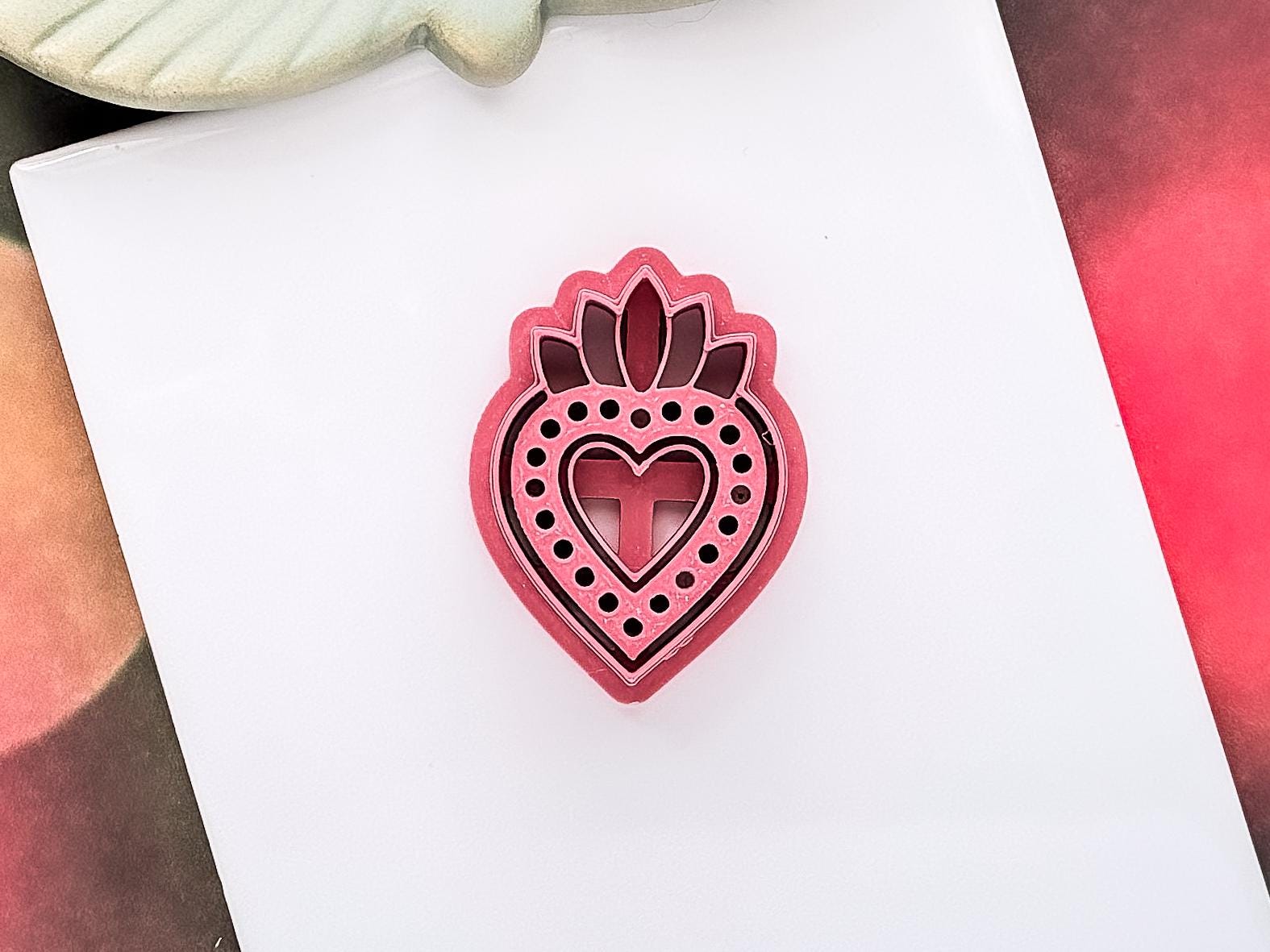 Sacred Heart Clay Cutter Short, Ornate Design for Polymer Metal and Ceramic Clay, Fondant-Romantic Clay Cutters