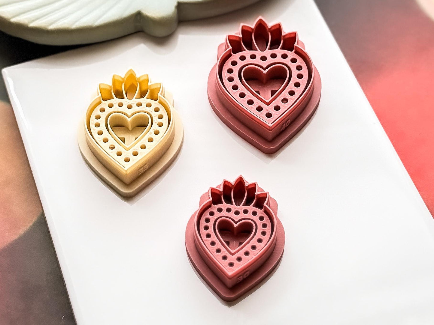 Sacred Heart Clay Cutter Short, Ornate Design for Polymer Metal and Ceramic Clay, Fondant-Romantic Clay Cutters