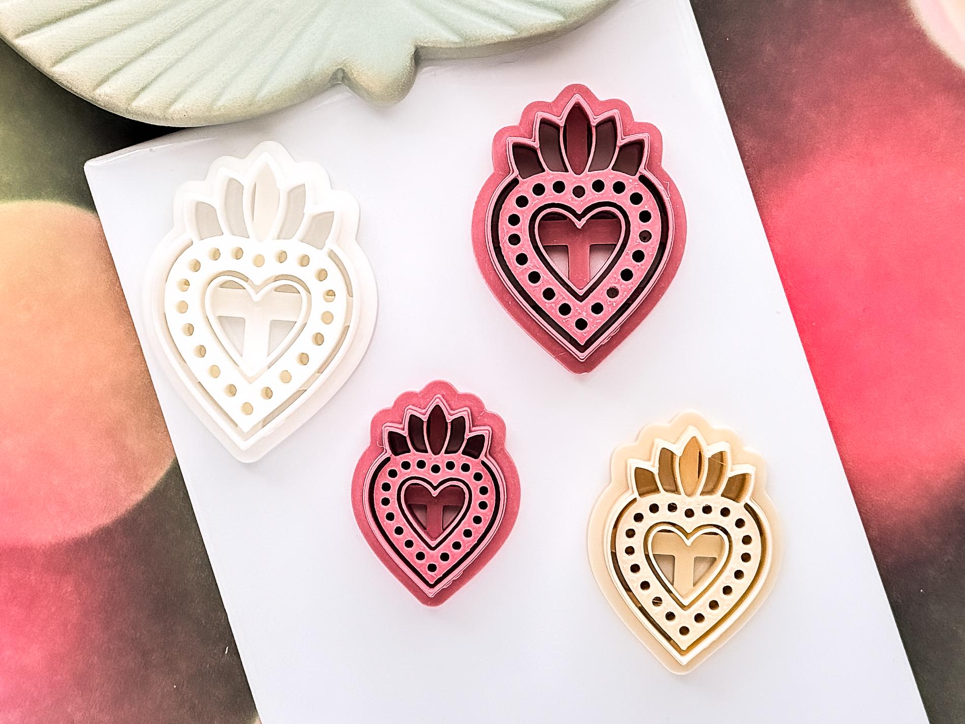 Sacred Heart Clay Cutter Short, Ornate Design for Polymer Metal and Ceramic Clay, Fondant-Romantic Clay Cutters