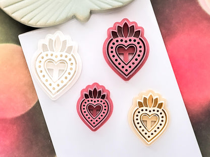Sacred Heart Clay Cutter Short, Ornate Design for Polymer Metal and Ceramic Clay, Fondant-Romantic Clay Cutters