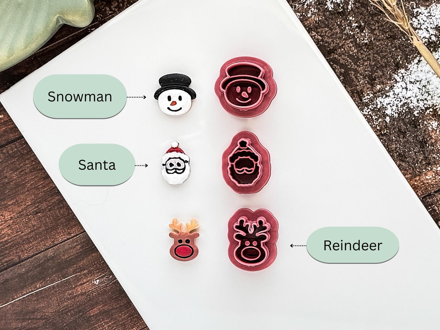 Christmas Stud Cutter Set, Small Festive Shapes For Making Polymer Clay Earrings and Fondant Decorations, 1.5 cm-Christmas Clay Cutters