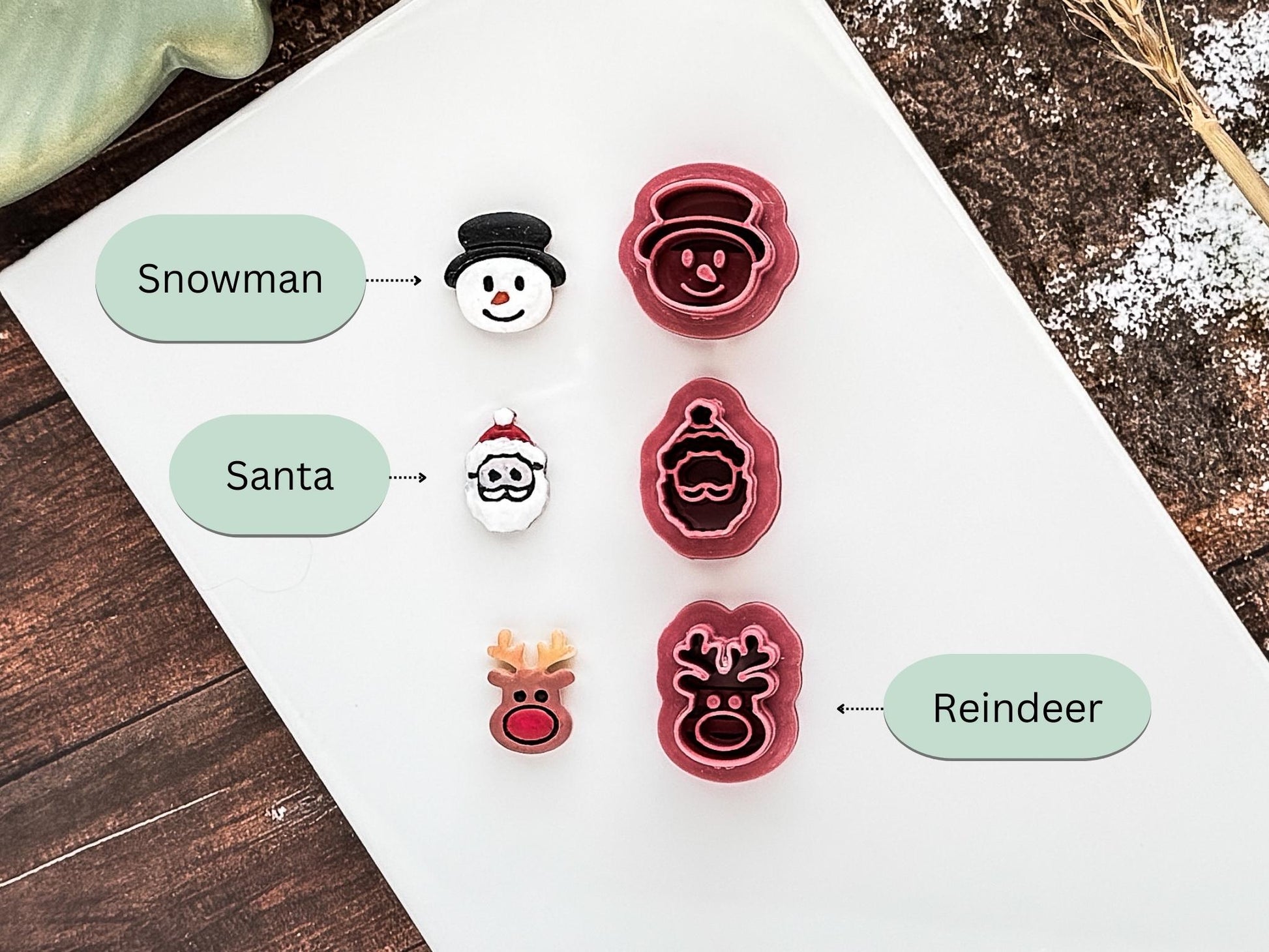 Christmas Stud Cutter Set, Small Festive Shapes For Making Polymer Clay Earrings and Fondant Decorations, 1.5 cm-Christmas Clay Cutters