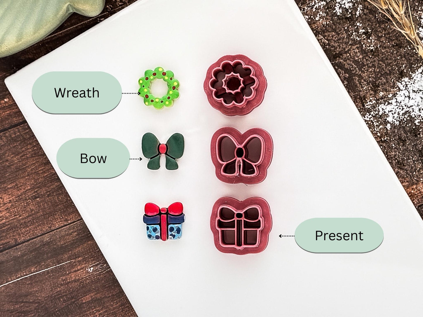 Christmas Stud Cutter Set, Small Festive Shapes For Making Polymer Clay Earrings and Fondant Decorations, 1.5 cm-Christmas Clay Cutters