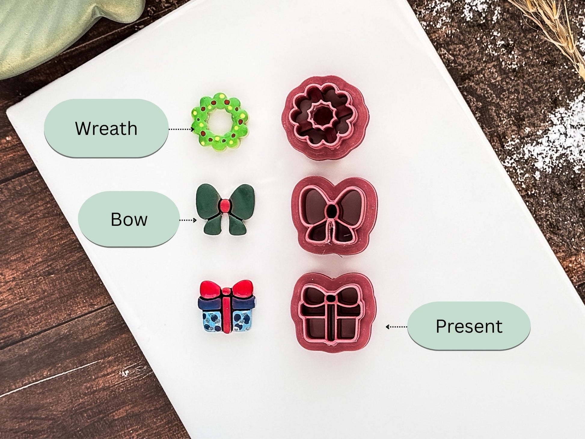 Christmas Stud Cutter Set, Small Festive Shapes For Making Polymer Clay Earrings and Fondant Decorations, 1.5 cm-Christmas Clay Cutters