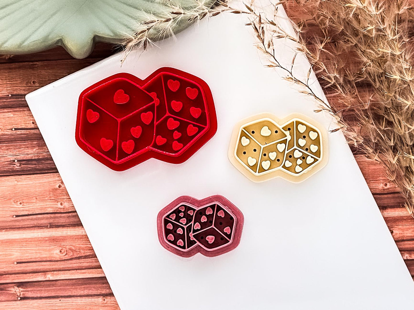 Valentines Dice Clay Cutter With Hearts For Polymer Clay and Fondant, 2.5 - 4.5 cm-Valentines Clay Cutters