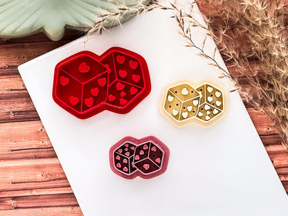 Valentines Dice Clay Cutter With Hearts For Polymer Clay and Fondant, 2.5 - 4.5 cm-Valentines Clay Cutters