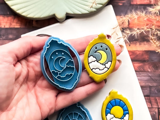 Sun & Moon Mirror Frame Cutters, Mis-matched Celestial Pair For Polymer Clay And Fondant-Celestial Clay Cutters