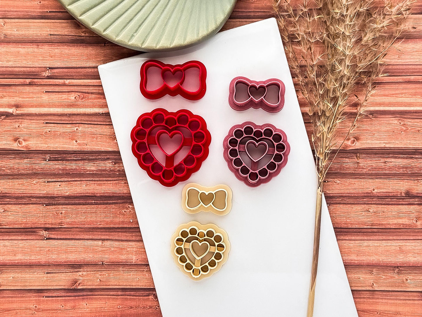 Heart Clay Cutter With Pearls And Bow, For Polymer Clay Earring Making & Fondant Decorations-Valentines Clay Cutters