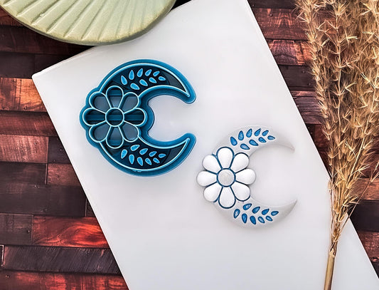 Floral Crescent Moon Clay Cutter-Celestial Clay Cutters