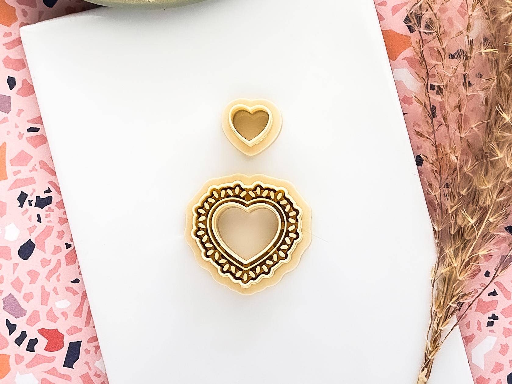 Boho Heart Earring Cutter Set, For Polymer Clay and Silver Clay Crafts-Valentines Clay Cutters