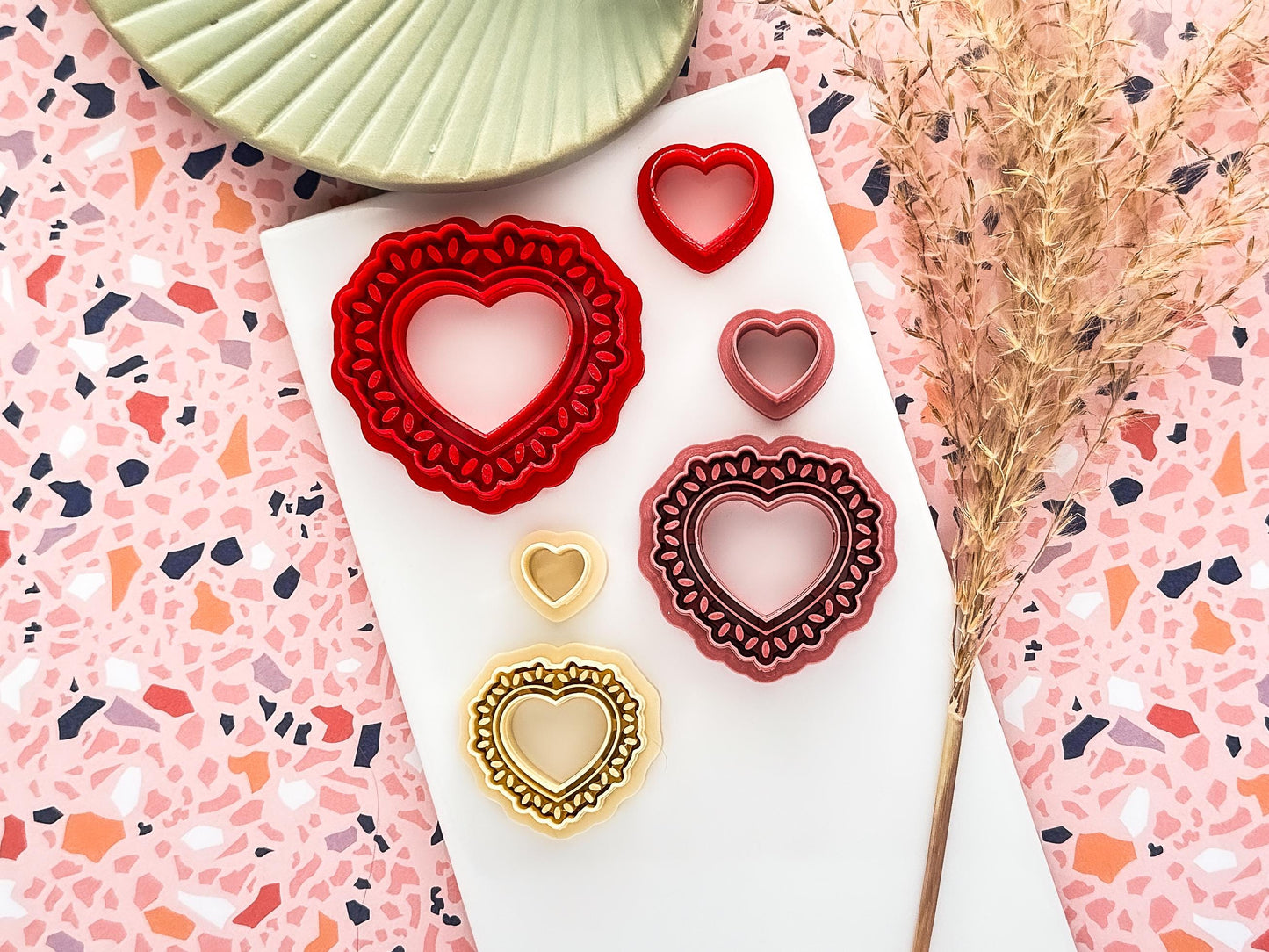 Boho Heart Earring Cutter Set, For Polymer Clay and Silver Clay Crafts-Valentines Clay Cutters