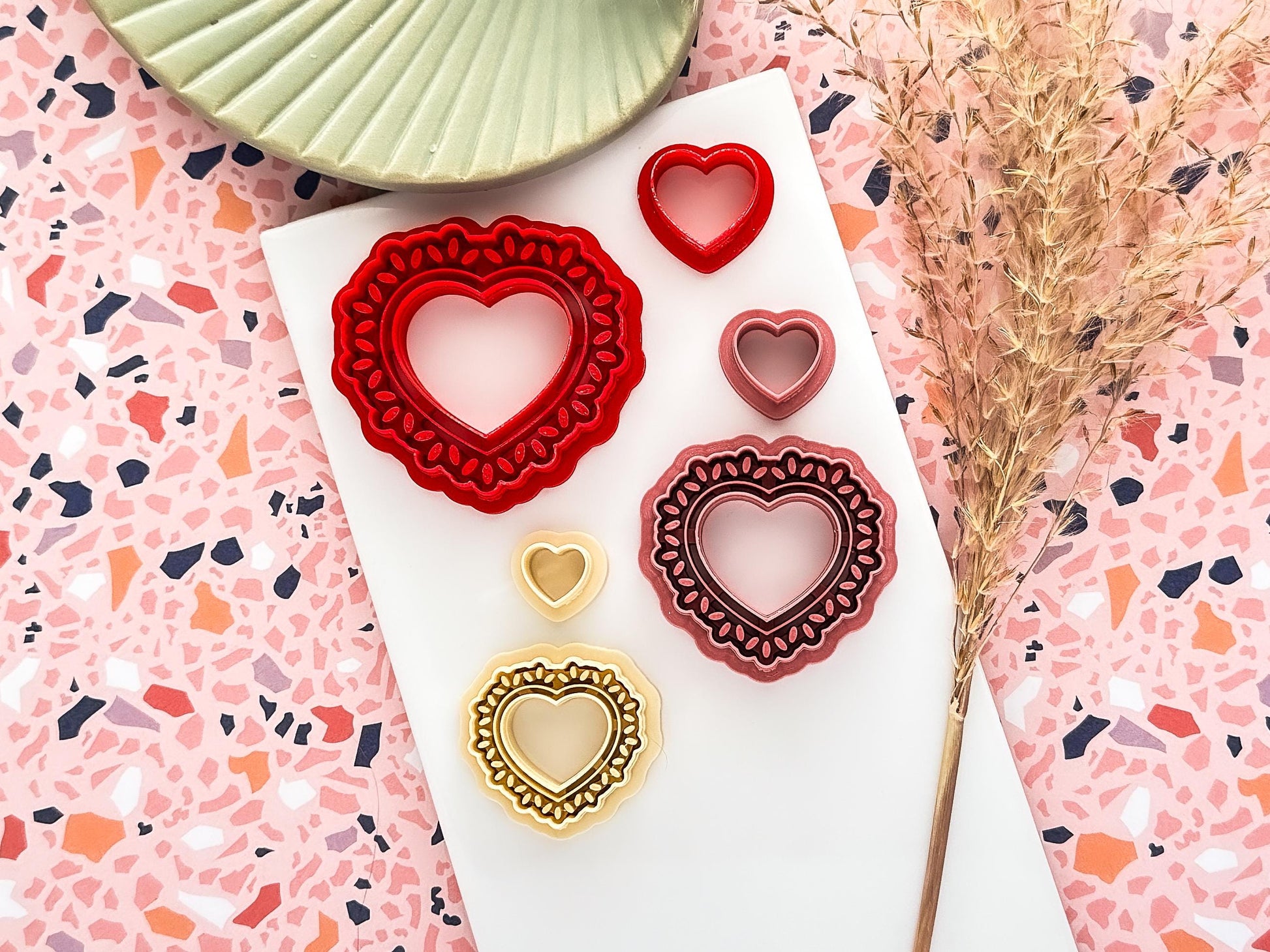 Boho Heart Earring Cutter Set, For Polymer Clay and Silver Clay Crafts-Valentines Clay Cutters