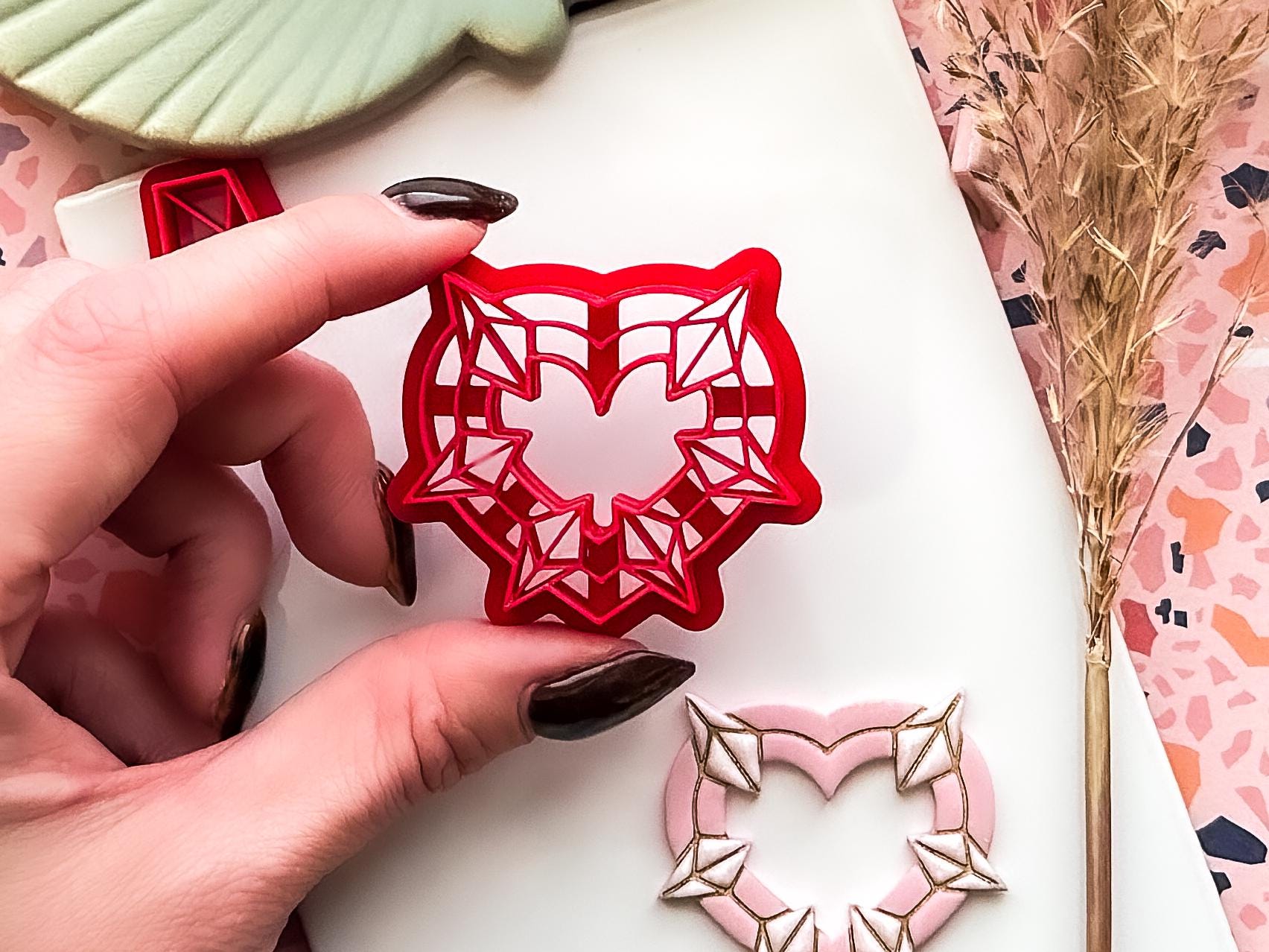 Crystal Heart Clay Cutter Set, For Polymer Clay Earring Making & Fondant Decorations-Valentines Clay Cutters