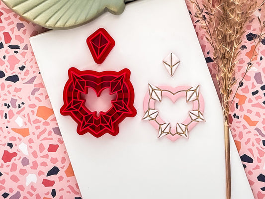 Crystal Heart Clay Cutter Set, For Polymer Clay Earring Making & Fondant Decorations-Valentines Clay Cutters