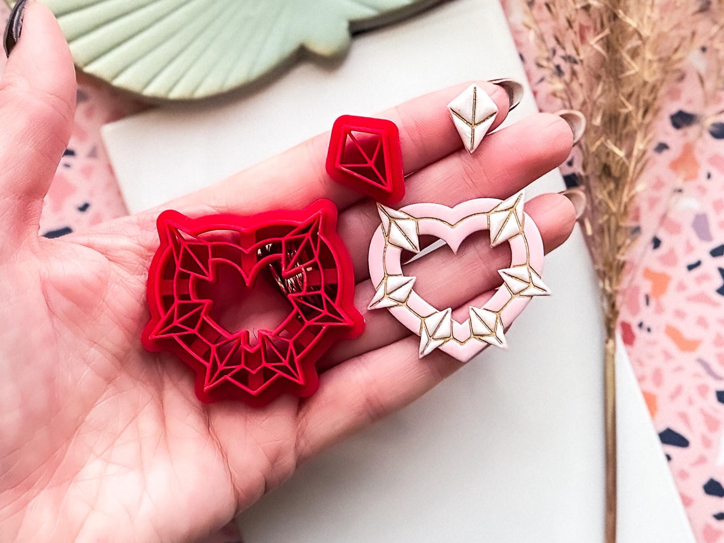 Crystal Heart Clay Cutter Set, For Polymer Clay Earring Making & Fondant Decorations-Valentines Clay Cutters