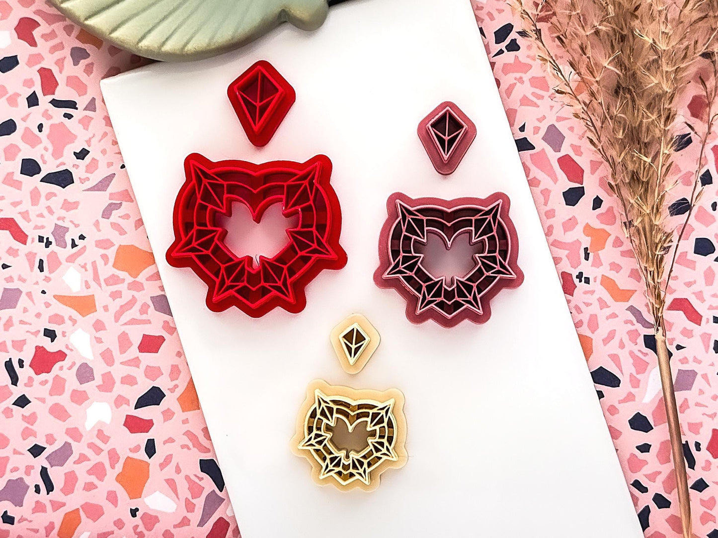 Crystal Heart Clay Cutter Set, For Polymer Clay Earring Making & Fondant Decorations-Valentines Clay Cutters