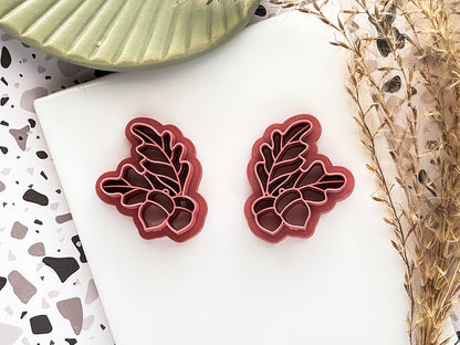Acorn and Oak Leaf Cutter, Single & Mirrored Set for Polymer Clay And Fondant, 5 Sizes-Autumn Clay Cutters