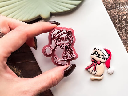Cat Clay Cutter, Chirstmas Hat Animal Polymer Clay Tool, 2.5 - 4.5 cm-Christmas Clay Cutters