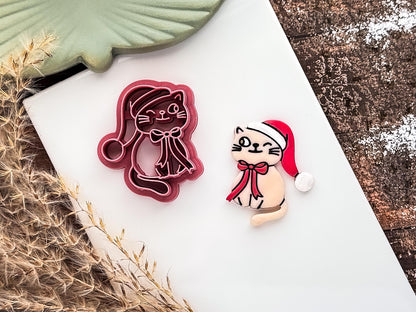 Cat Clay Cutter, Chirstmas Hat Animal Polymer Clay Tool, 2.5 - 4.5 cm-Christmas Clay Cutters