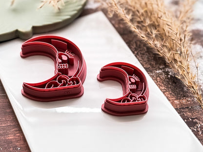 Skull Moon Cutter For Metal Clay Polymer Clay And Fondant, 3.5 - 5.5 cm-Celestial Clay Cutters