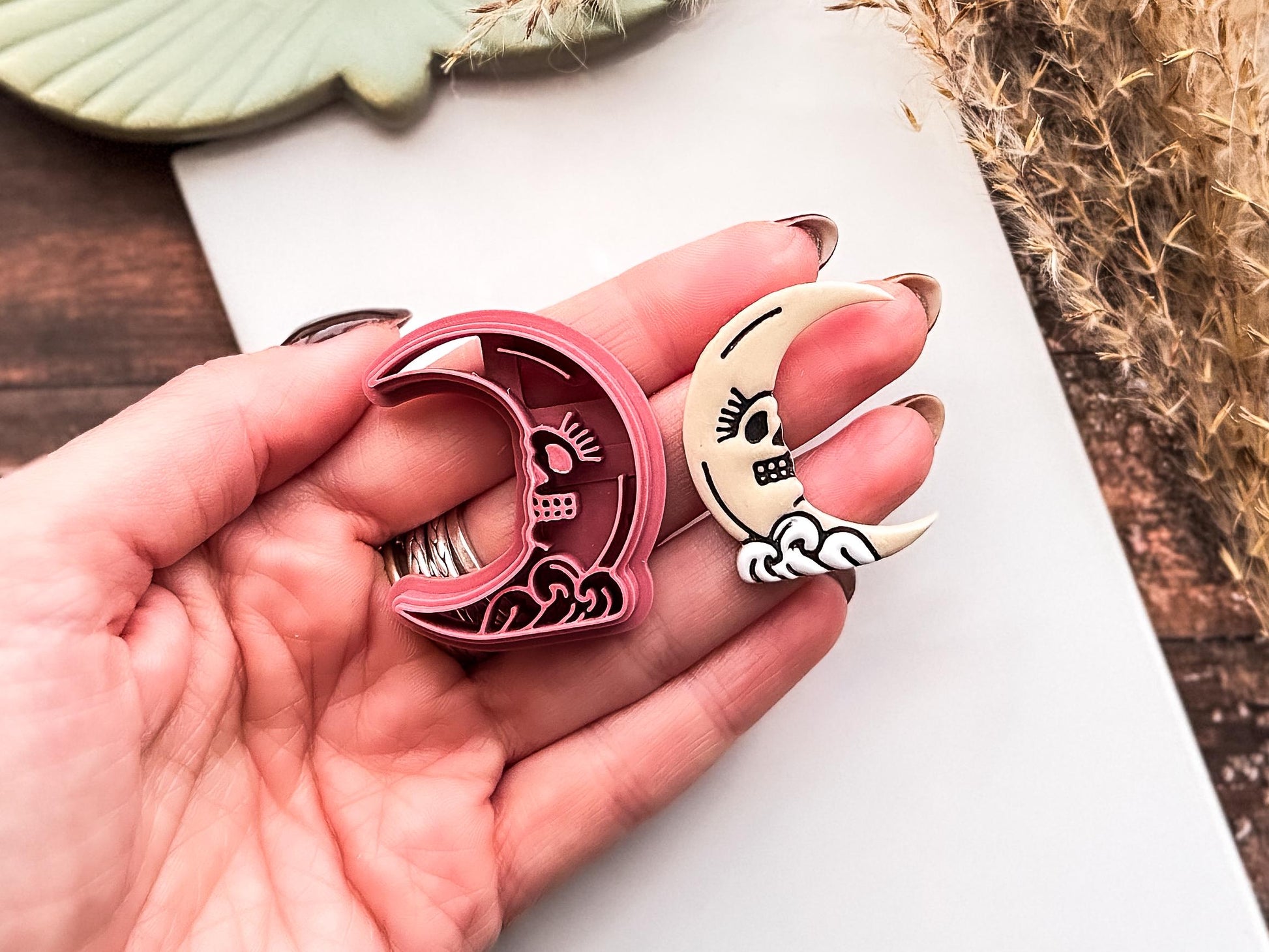 Skull Moon Cutter For Metal Clay Polymer Clay And Fondant, 3.5 - 5.5 cm-Celestial Clay Cutters