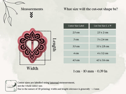 Decorative Heart B Polymer Clay Cutter, Polymer Clay, Silver Clay And Fondant, 5 Sizes-Valentines Clay Cutters