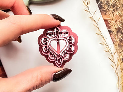 Decorative Heart B Polymer Clay Cutter, Polymer Clay, Silver Clay And Fondant, 5 Sizes-Valentines Clay Cutters