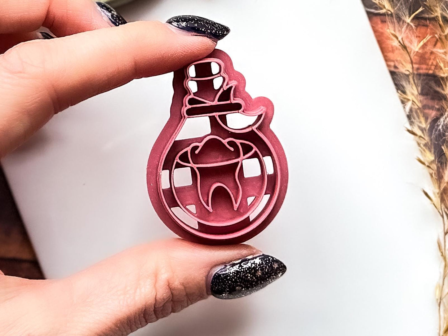 Tooth Potion Clay Cutter, Witchy Cutter For Polymer Clay, Silver Clay And Fondant, 5 Sizes-Gothic Clay Cutters