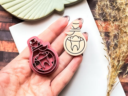 Tooth Potion Clay Cutter, Witchy Cutter For Polymer Clay, Silver Clay And Fondant, 5 Sizes-Gothic Clay Cutters