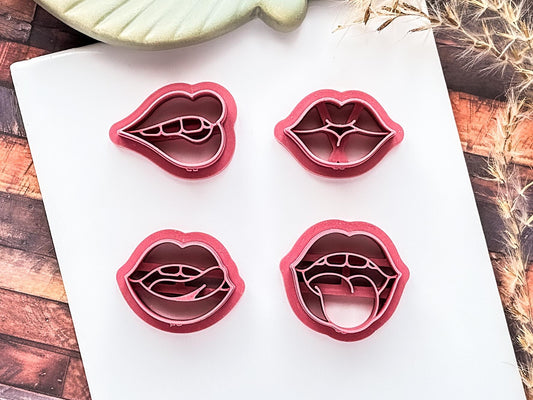 Lips Clay Cutters 4 Piece Set, 2 - 4.5 cm, Made In The UK-Valentines Clay Cutters