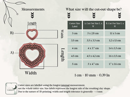 Boho Heart Earring Cutter Set, For Polymer Clay and Silver Clay Crafts-Valentines Clay Cutters