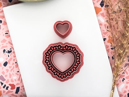 Boho Heart Earring Cutter Set, For Polymer Clay and Silver Clay Crafts-Valentines Clay Cutters