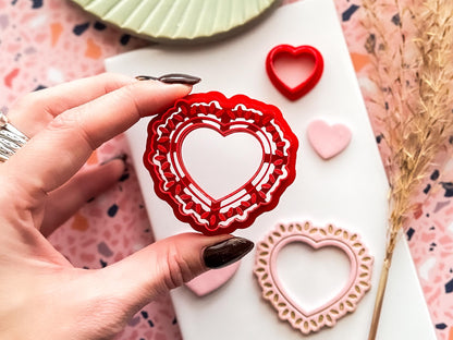 Boho Heart Earring Cutter Set, For Polymer Clay and Silver Clay Crafts-Valentines Clay Cutters