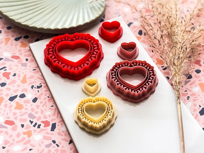 Boho Heart Earring Cutter Set, For Polymer Clay and Silver Clay Crafts-Valentines Clay Cutters