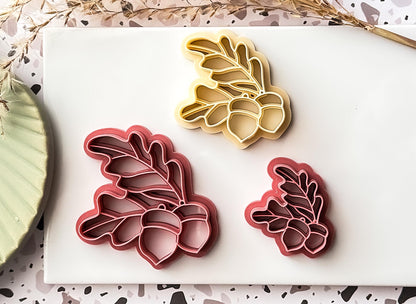 Acorn and Oak Leaf Cutter, Single & Mirrored Set for Polymer Clay And Fondant, 5 Sizes-Autumn Clay Cutters