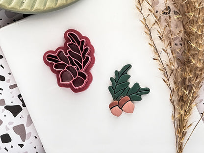 Acorn and Oak Leaf Cutter, Single & Mirrored Set for Polymer Clay And Fondant, 5 Sizes-Autumn Clay Cutters