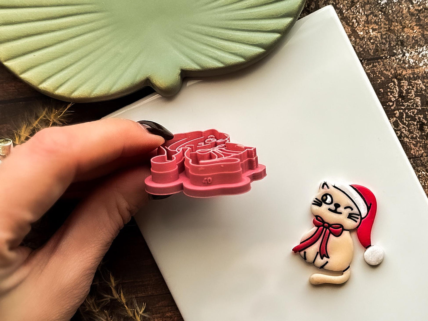 Cat Clay Cutter, Chirstmas Hat Animal Polymer Clay Tool, 2.5 - 4.5 cm-Christmas Clay Cutters