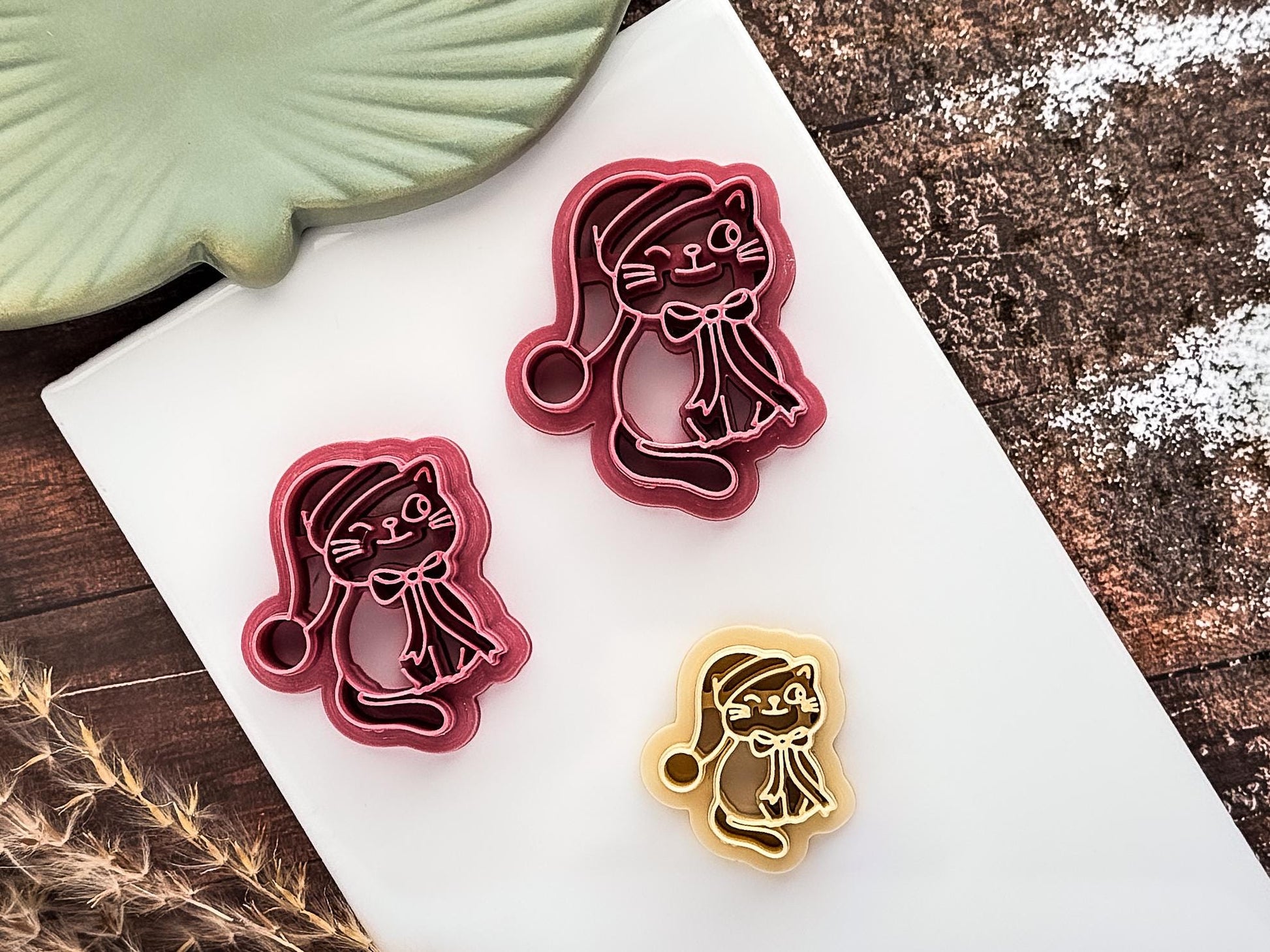 Cat Clay Cutter, Chirstmas Hat Animal Polymer Clay Tool, 2.5 - 4.5 cm-Christmas Clay Cutters