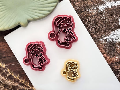 Cat Clay Cutter, Chirstmas Hat Animal Polymer Clay Tool, 2.5 - 4.5 cm-Christmas Clay Cutters