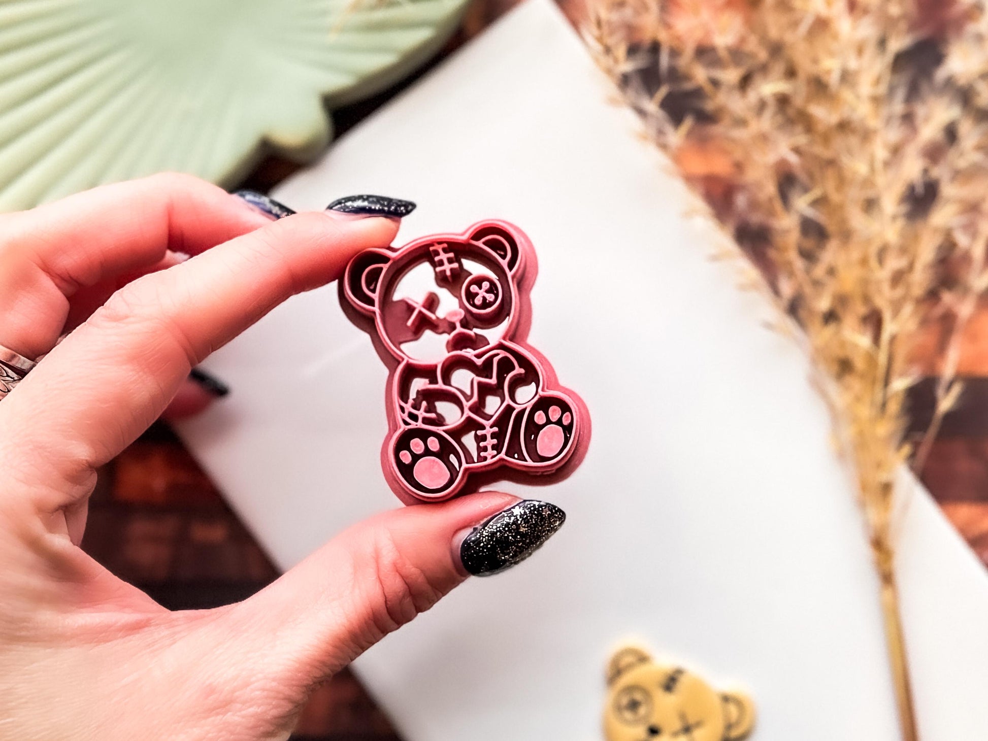 Spooky Teddy Bear Clay Cutter, Alternative Valentine Polymer Clay Tool, 6+ sizes-Valentines Clay Cutters