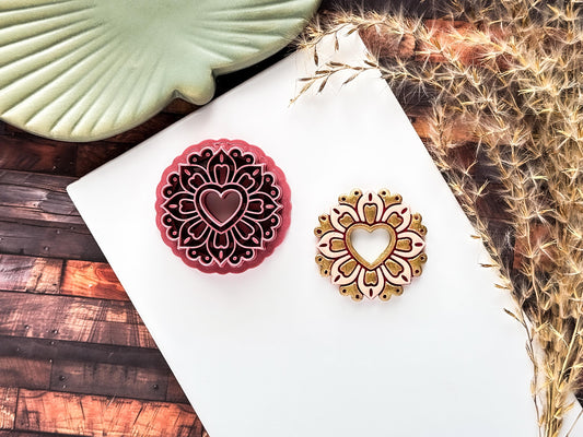 Decorative Heart Clay Cutter D, For Polymer Clay | Metal Clay | Fondant | 2.5 - 4.5 cm Sizes-Valentines Clay Cutters