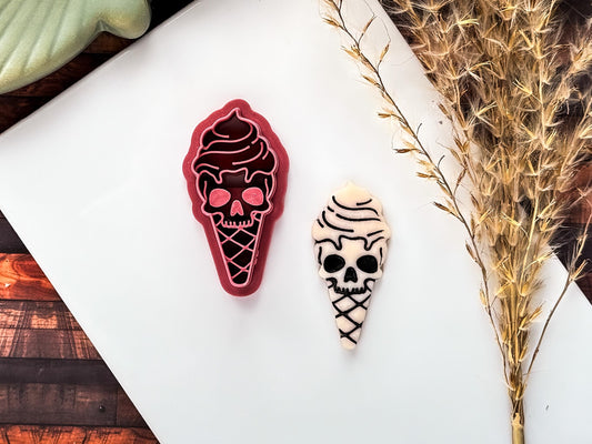 Skull Ice Cream Clay Cutter, Gothic Summer Craft Tool, Polymer Clay, Fondant, UK Made-Gothic Clay Cutters