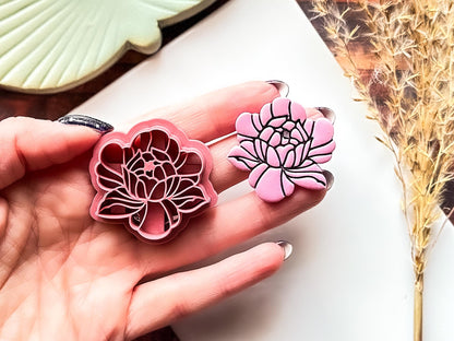 Peony Flower Cutter, Detailed Floral Design For Polymer Clay & Fondant, 5 Sizes, UK Made-Floral Clay Cutters