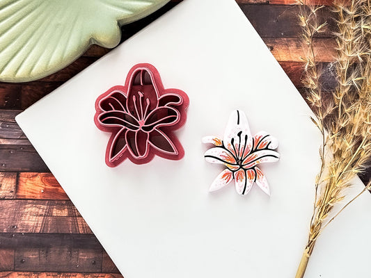 Lily Flower Cutter, Detailed Floral Design For Polymer Clay & Fondant, 5 Sizes, UK Made-Floral Clay Cutters