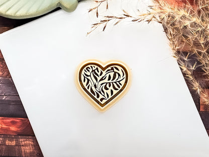 Heart Clay Cutter, Embossing Vine Leaf Design, Polymer Clay and Fondant Tool-Valentines Clay Cutters