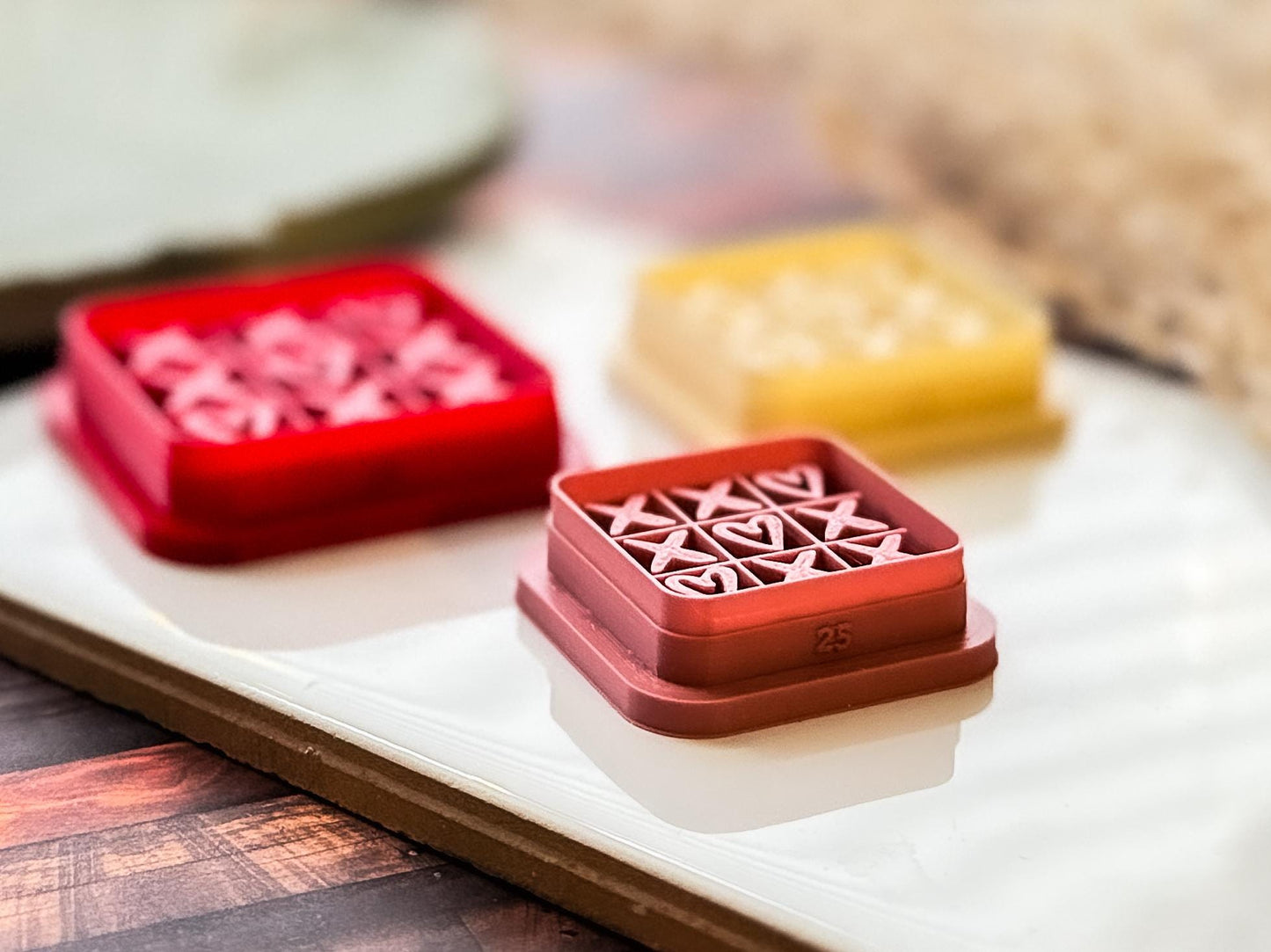 Valentines Clay Cutter, Hearts & Crosses Board, Tool For Polymer Clay And Fondant, 5 Sizes-Valentines Clay Cutters