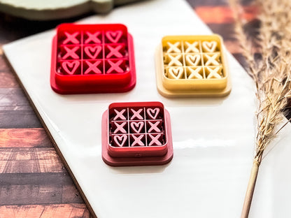 Valentines Clay Cutter, Hearts & Crosses Board, Tool For Polymer Clay And Fondant, 5 Sizes-Valentines Clay Cutters