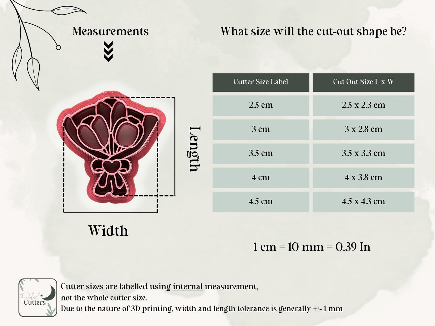 Flower Boquet Polymer Clay Cutter, Tulip Bunch Design for Polymer Clay, Silver Clay And Fondant, 5 Sizes-Floral Clay Cutters