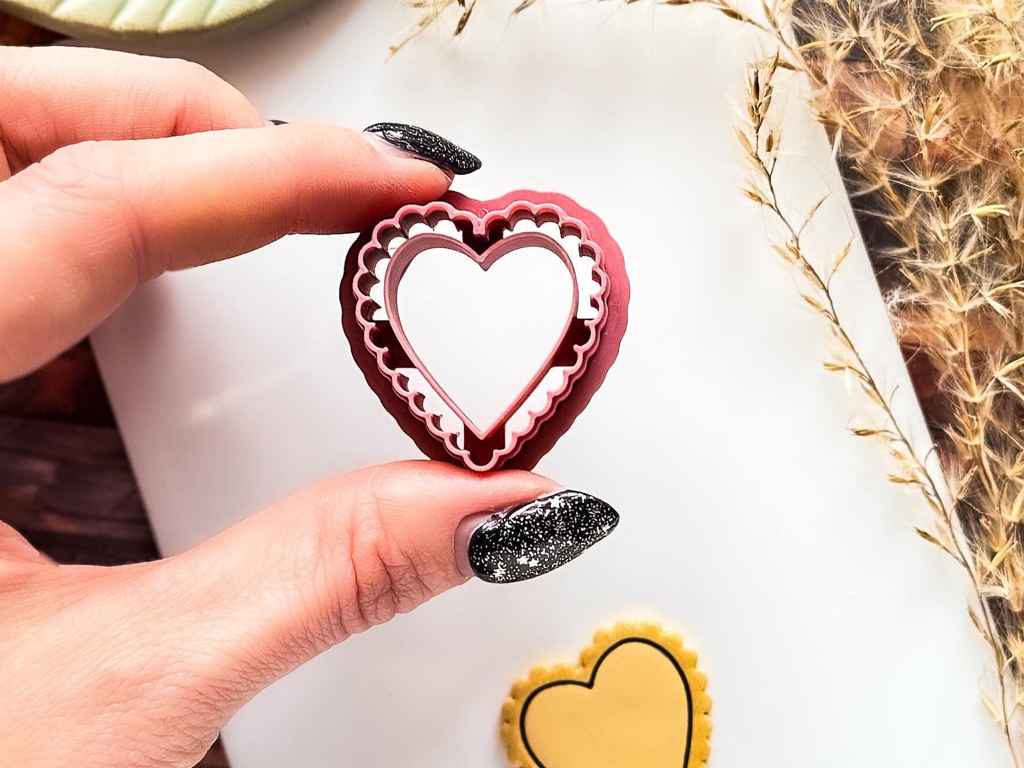 Scalloped Heart Valentine's Day Cutter, Detailed Design for Polymer Clay, Silver Clay And Fondant, 5 Sizes-Valentines Clay Cutters