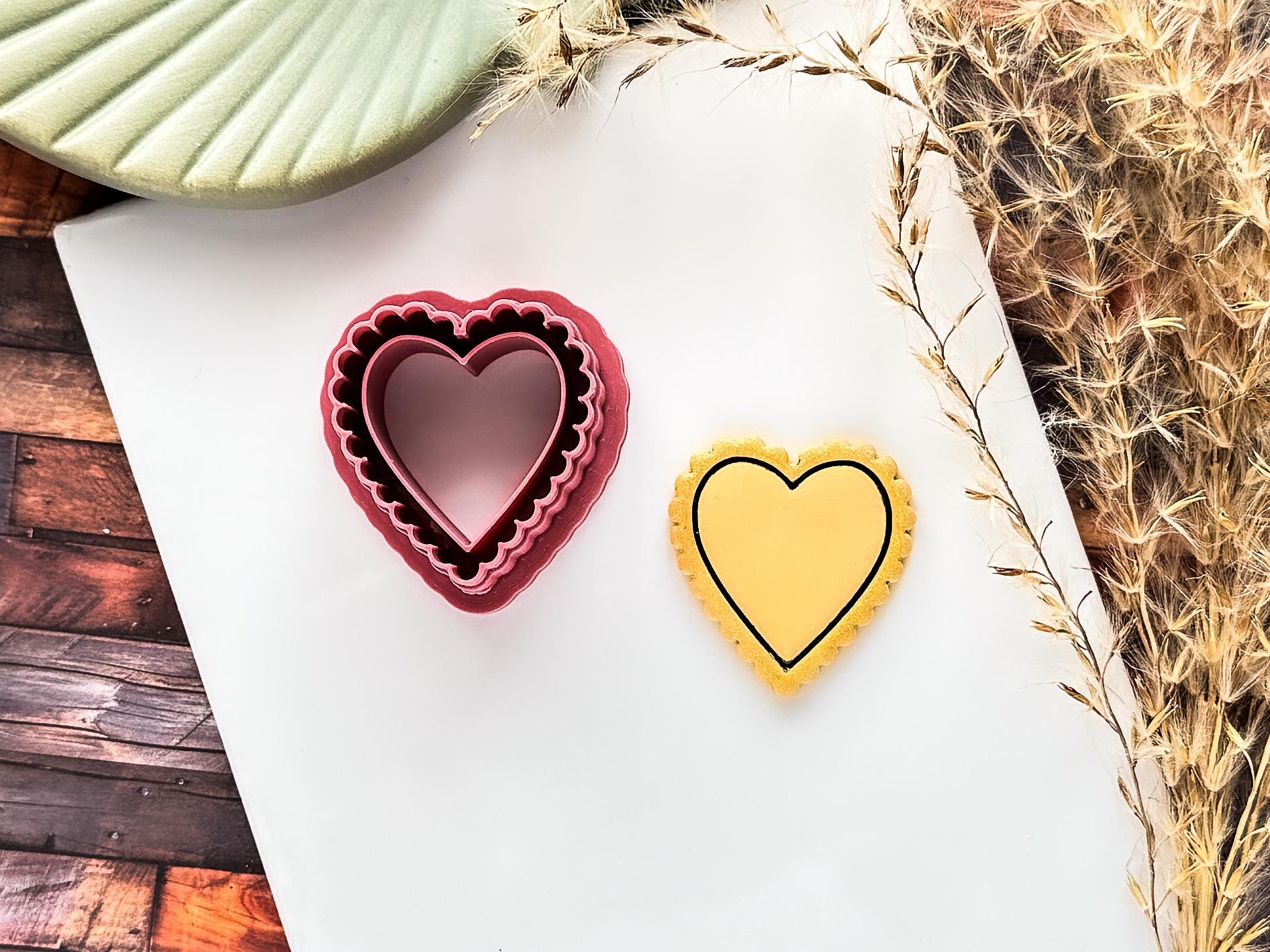Scalloped Heart Valentine's Day Cutter, Detailed Design for Polymer Clay, Silver Clay And Fondant, 5 Sizes-Valentines Clay Cutters